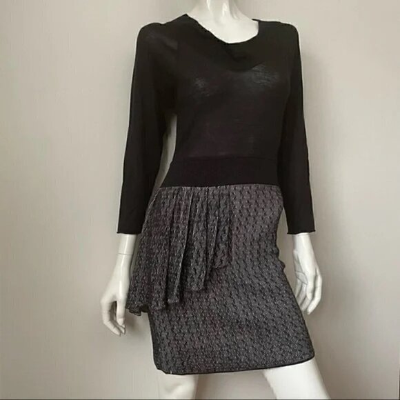 Yigal Azrouel New York Cashmere & Silk Asymmetrical Ruffle Dress NWT, S - Picture 3 of 12